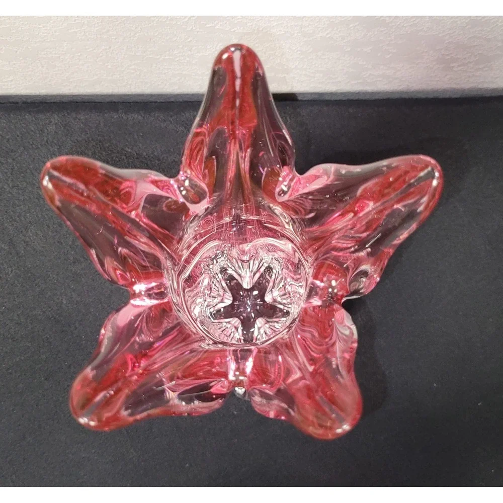 MCM Josef Hospodka Chribska Cranberry Pink Art Glass Starburst Vase Czech 12